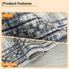 Washable Area Rug Modern Geometric Bordered Rug Low Pile Non Slip Floor Carpet, Soft Non Shedding Thin Rug, Distressed Rug for Bedroom Living Room - 4 of 4
