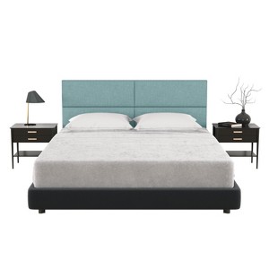 Jaxx Panelist Modern Padded Headboard – Set of 4 Wall Mounted Panels - Queen, Surf Turquoise Microvelvet - 1 of 4