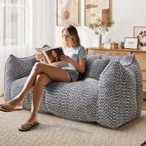 AENKYO Oversized Chenille Bean Bag Chair for Two People, Handle & Armrests - Large Lounger for Living Room, Gaming & Reading & Watching TV - 1 of 4