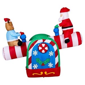 Karl Home 4.7 FT Lighted Motorized Seesaw with Santa and Reindeer Christmas Inflatable Decoration - 1 of 1
