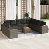 vidaXL Patio Sofa Set with Cushions Outdoor Furniture 11 Piece Poly Rattan - Gray - 2 of 4