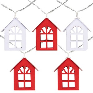Northlight 10 B/O LED Warm White Metal House Christmas Lights - 6.5' Clear Wire - 1 of 4