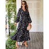 Clearlove Women's  2025 Fall Floral Maxi Dress 2025 Fall Long Sleeve V Neck Casual A Line Long Flowy Party Dresses - 3 of 4