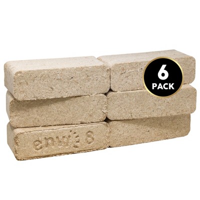 Firewood Central Envi 8 Hardwood Fuel Blocks by Bio-Diversity, 6 Pack for Fireplaces, Stoves, and Fire Pits