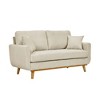 2-Seater Corduroy Mid-Century Sofa with Flared Arms, Solid Wood Frame and 2 Throw Pillows for Apartment or Small Living Room - 3 of 4