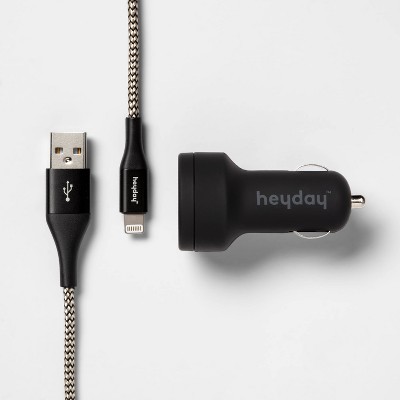 heyday™ 6' Lightning to USB-A Cable 2-Port 3.1A Car Charger