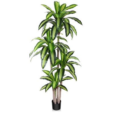 DR.Planzen 4-6ft Artificial Dracaena Tree, Pre Potted Faux Plant for Office House Living Room Indoor Home Decor