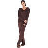 Memoi Women's Velour Loose Fit V-Neck Sweatshirt and Pants Set - 2 of 4