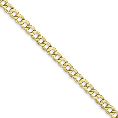 Black Bow Jewelry 3.35mm, 10k Yellow Gold Hollow Curb Chain Necklace
