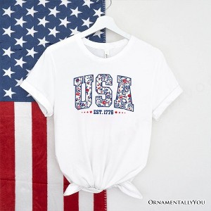Patriotic USA Floral T-Shirt, 1776 Independence Day Tee| OrnamentallyYou - 1 of 4