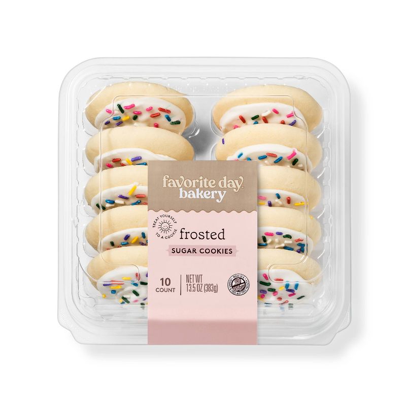 White Frosted Sprinkles Sugar Cookies - 13.5oz/10ct - Favorite Day&#8482;, 1 of 4