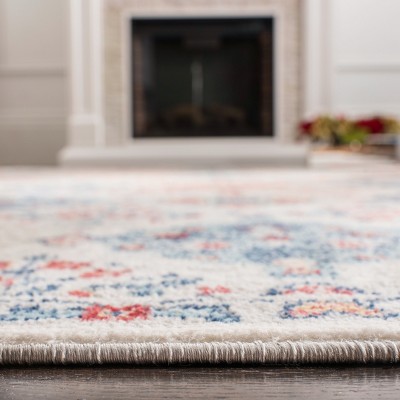 Blue Rectangular 3' x 5' Stain-Resistant Synthetic Area Rug