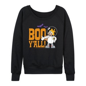Women's - SpongeBob SquarePants - Sandy Boo Y'all Lightweight French Terry Wide Neck Long Sleeve Shirt - 1 of 4