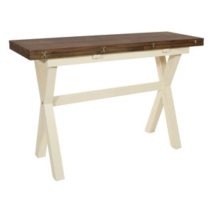 Albury Table White - OSP Home Furnishings: Farmhouse Flip Top, Seats 6, Cross Beam Legs - 1 of 4