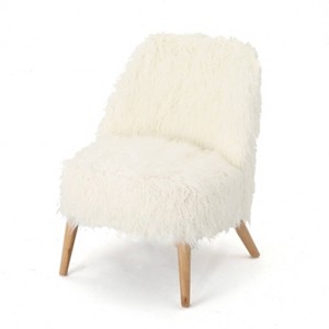 Christopher Knight Home Cheryiie Faux Fur Accent Chair White: Scandinavian Style, Polyester Upholstery, Hardwood Frame - 1 of 4