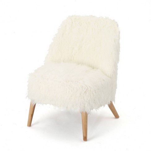 Cheryiie Faux Fur Accent Chair White - Christopher Knight Home