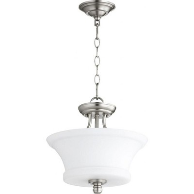 Quorum Lighting Rossington 2-Light Pendant, Satin Nickel, 13W x 13.5H, 75W, Dry Rated