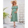 BLUEMING Maternity Sundress Flounce Elastic Neckline Dress Thigh Slit Maxi A-Line Dress - 4 of 4
