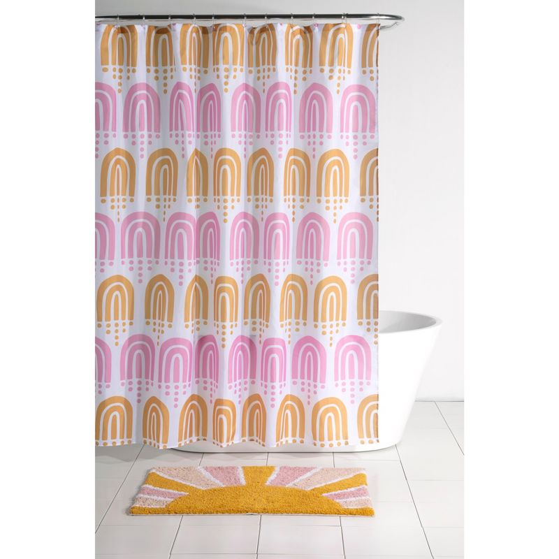 Shiraleah Pink and Orange Rainbow Print Shower Curtain, 4 of 6