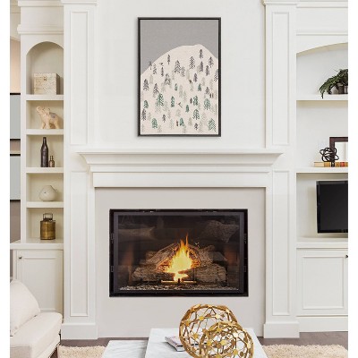 Gray Minimalist Ski Hill Framed Canvas Wall Art, 23x33