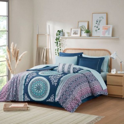 Sapphtopaz Boho Medallion Print Comforter Set, 4 Piece Twin Sheet Set, Quilts Twin Size with Comfy Breathable Bed Sheets for Women, Men, Kids & Teens