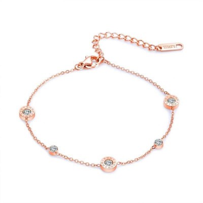 Hollywood Sensation Dainty Bracelet with Five Cubic Zirconia Stones 9 Inches Gold