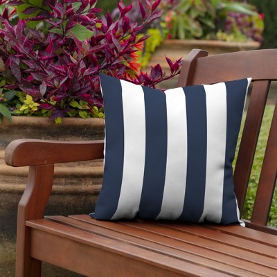 Sapphire Blue Cabana Stripe 16'' Square Outdoor Pillow