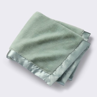 Solid Satin Edge Plush Blanket - Green - Cloud Island&#8482;