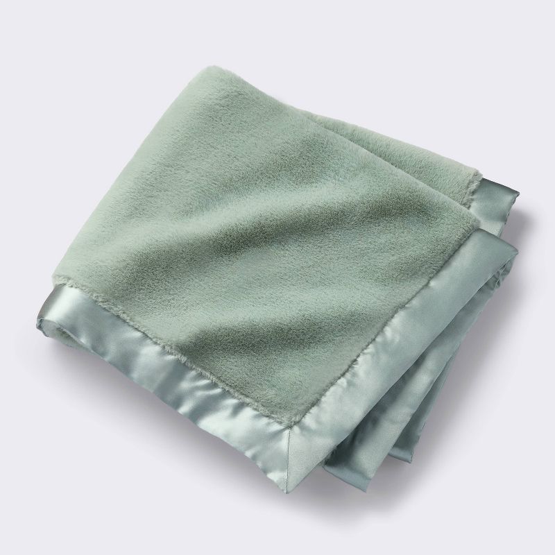 Solid Satin Edge Plush Blanket - Green - Cloud Island&#8482;, 1 of 6