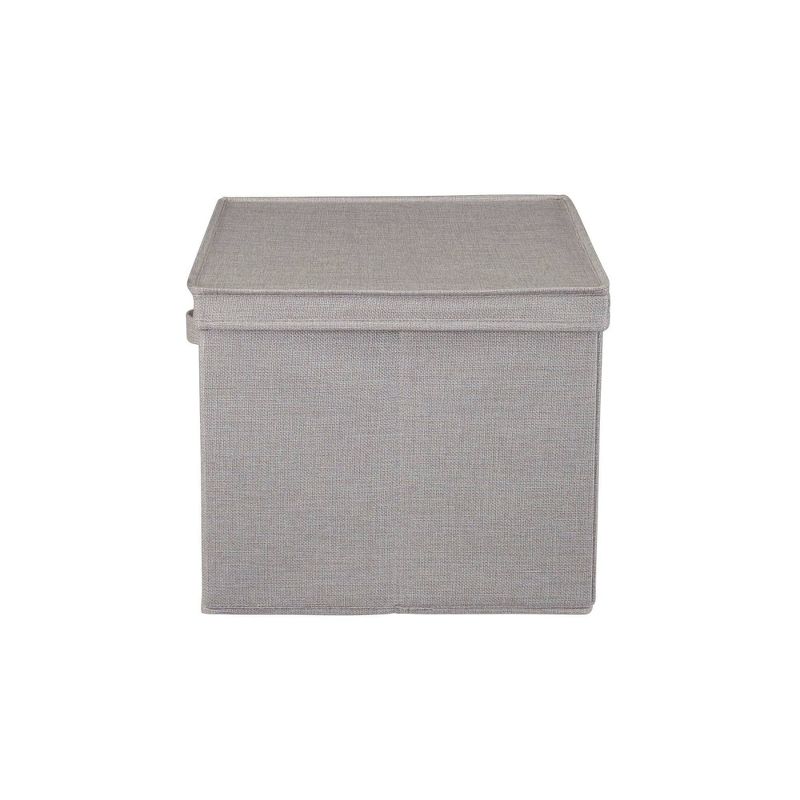Household Essentials Set of 2 Wide Storage Boxes with Lids Silver Linen, 6 of 9