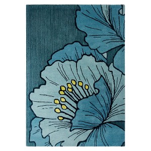 NICOLE MILLER NEW YORK Flora Grandeur Bloom Handcrafted Area Rug, Natural Wool Rug - 1 of 4