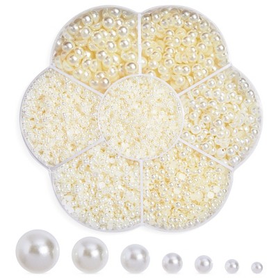 Flatback Pearls for Crafts, 1300PCS Black AB Color Half Pearls for