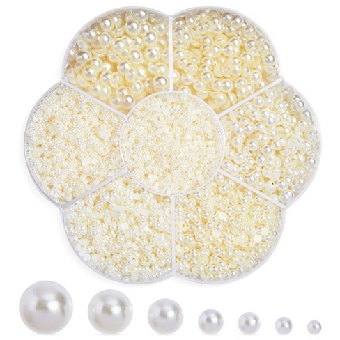 Bright Creations 16000 Pieces of Flat Back Pearl Nail Gems for DIY Crafts,  Necklaces, Bracelets, 1.5mm, 2mm, 2.5mm, 3mm, 4mm, 5mm, 6mm