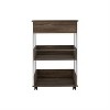 LunaLulinlk Modern Kitchen Cart 35" H, Four Casters, Three Shelves, White / Dark Walnut - 3 of 4