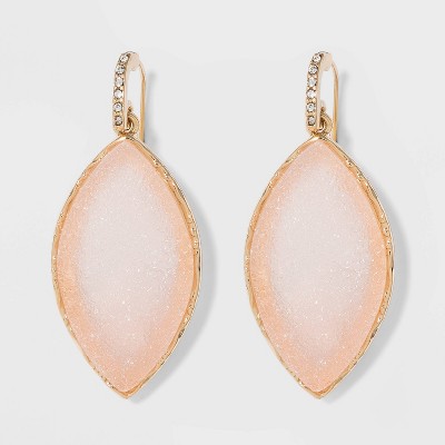 SUGARFIX by BaubleBar Gold Frame Druzy Drop Earrings - Blush