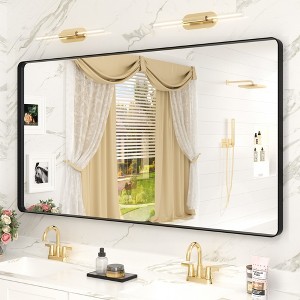 Apmir 55 in. W x 30 in. H Rectangular Aluminum Alloy Framed and Tempered Glass Wall Mirror in Matte Black - 1 of 4