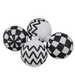 Northlight 4ct Black and White Zig Zag and Checkered Christmas Glass Ball Ornaments 2.75" (67mm)