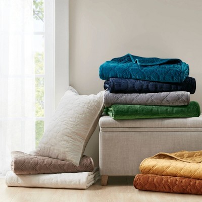 King Rust Velvet Reversible Quilt Set with Shams