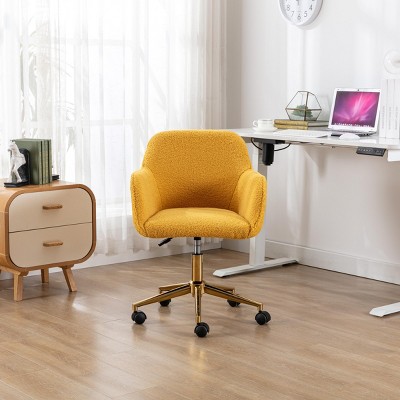 Teddy Armless Task Chair,Modern Teddy Fabric Adjustable Height Desk Chair,360° Faux Fur Vanity Chair Swivel Home Office Chair-The Pop Home