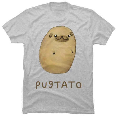 Men's Design By Humans Pugtato By Sophiecorrigan T-shirt - Athletic ...