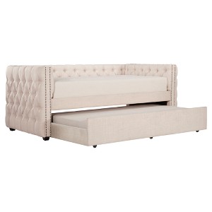 Darlington Tufted Bed - Twin With Trundle - Oatmeal - Inspire Q