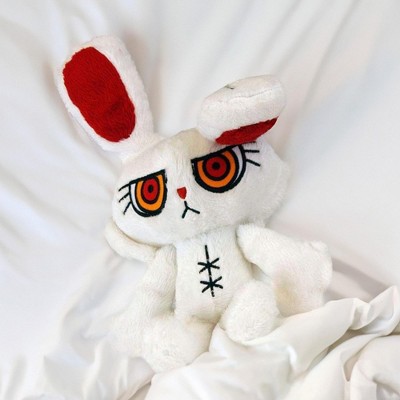 White and Red Plush Horror Rabbit Toy, 6 Inches