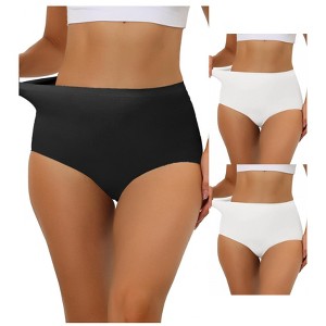 Allegra K Women's Elastic High-Waisted Unlined Breathable No-Show Hipster Underwear 3 Packs - 1 of 4