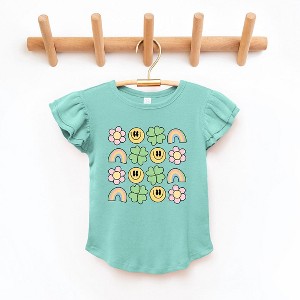 The Juniper Shop Smiley Clover Daisy Toddler Flutter Sleeve Tee - 1 of 3