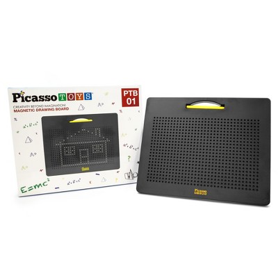 PICASSO-TILES Black Large 12" x 10" Magnetic Drawing Board, STEM Toys for Kids 3+