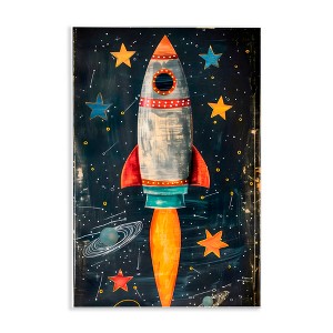 Stupell Industries Blast Off Rocketship Wall Plaque Art - 1 of 4