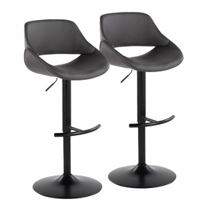 LumiSource Set of 2 Fabrico Adjustable Barstools PU - 1 of 4
