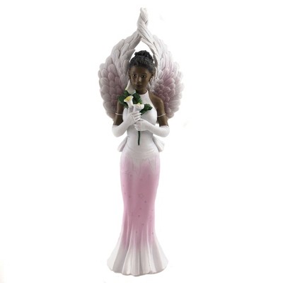 Black Art 11.75" Easter Lilly Angel Religious Wings Heavenly  -  Decorative Figurines