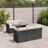vidaXL Patio Sofa Set with Cushions Lounge Setting Outdoor 6 Piece Poly Rattan - Black and Cream - 2 of 4