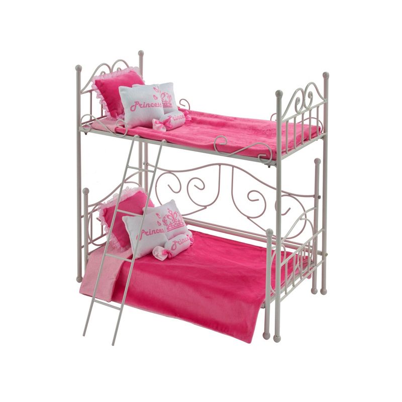 Badger Basket Scrollwork Metal Doll Loft Bed with Daybed and Bedding - White/Pink, 1 of 9
